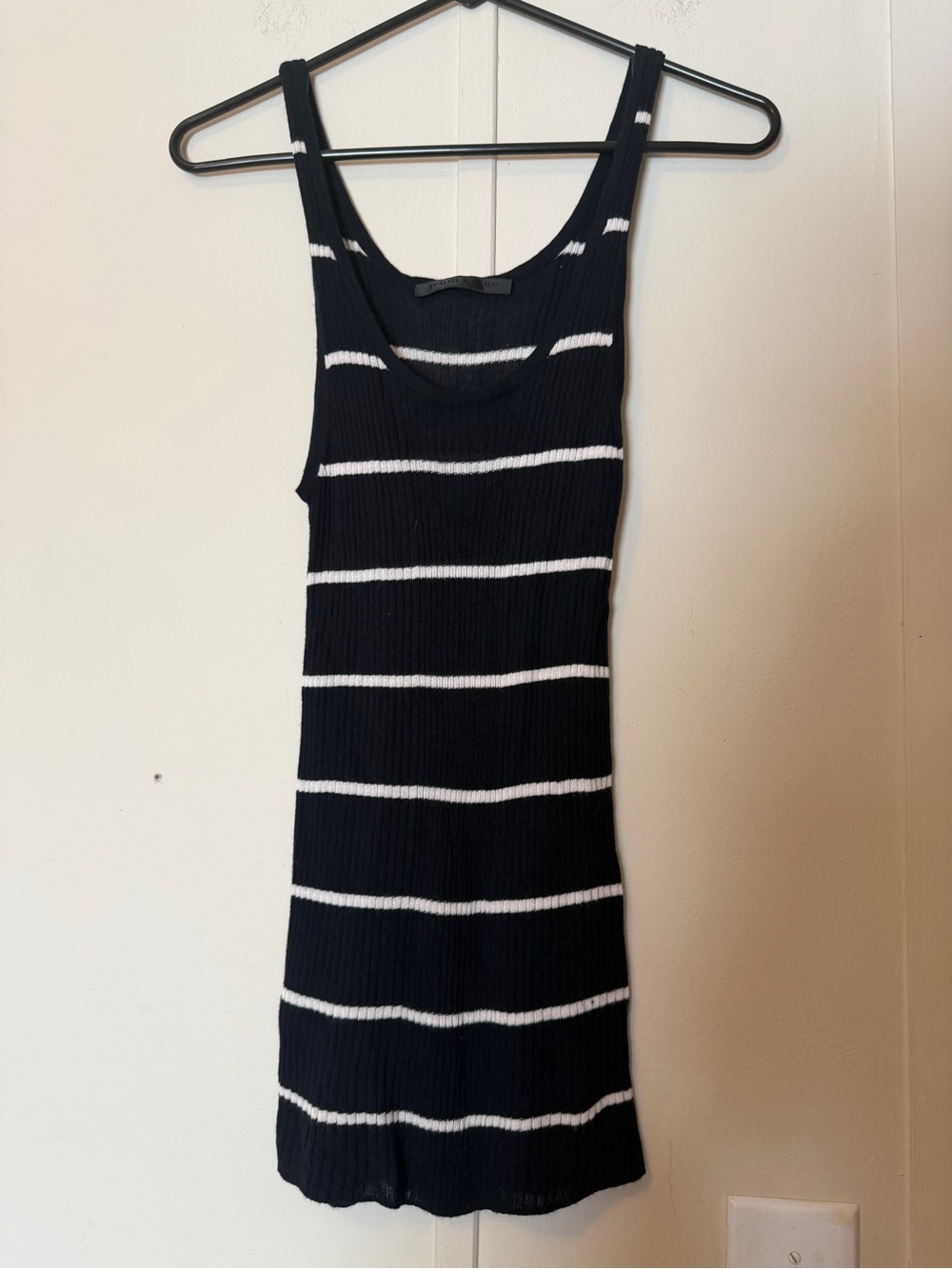 Jenni Kayne Navy and White Striped Ribbed Tank Size M Viscose Cashmere